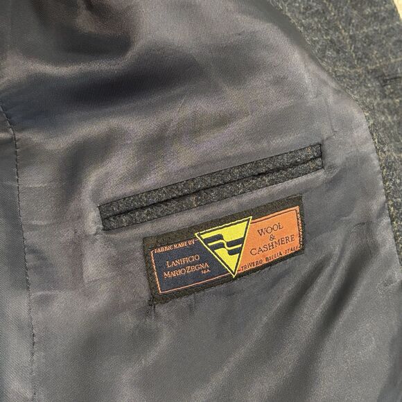 Pronto Uomo Sport Coat 44R Blue Plaid Zegna Italian Wool Cashmere Jacket Blazer - Picture 4 of 12